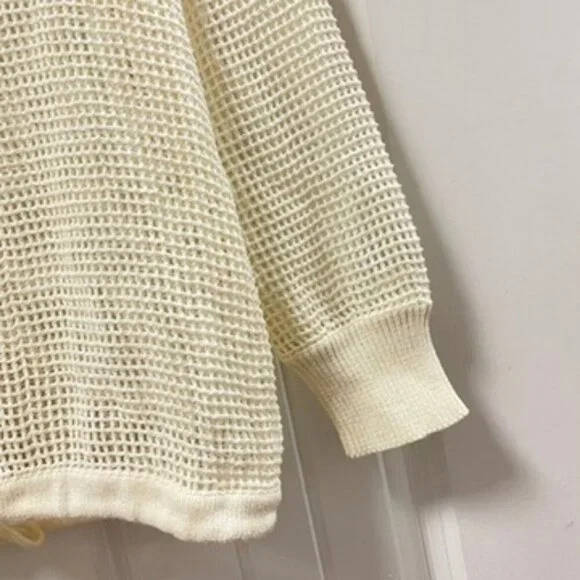 Vintage Sheer Square Crochet Cardigan Ivory – XS - Picture 5 of 11